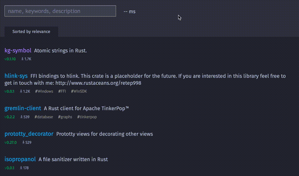 Search bar updating results
