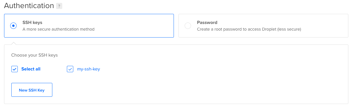 Selecting SSH keys for authentication